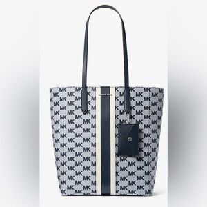 MICHAEL Michael Kors Vincent Large Logo Jacquard Tote Bag with Card Case NWT